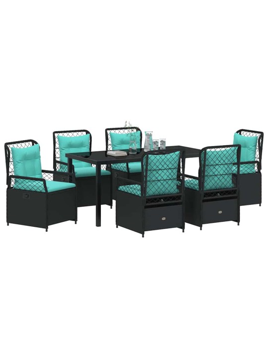 Dārza ēdamgalds 7 pcs melna poliratāns