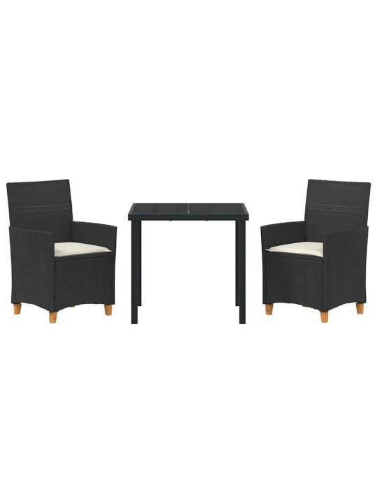 Dārza ēdamgalds 3 pcs melna poliratāns