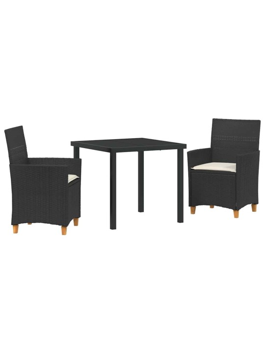 Dārza ēdamgalds 3 pcs melna poliratāns