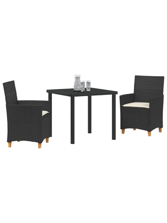 Dārza ēdamgalds 3 pcs melna poliratāns