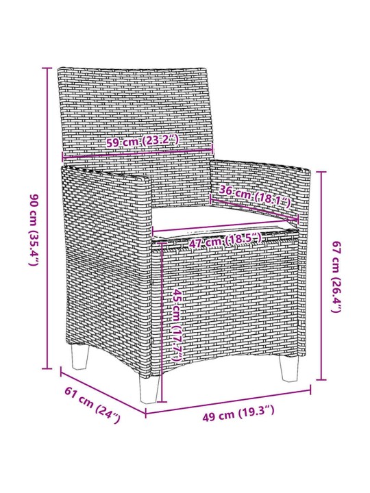 Dārza ēdamgalds 3 pcs melna poliratāns