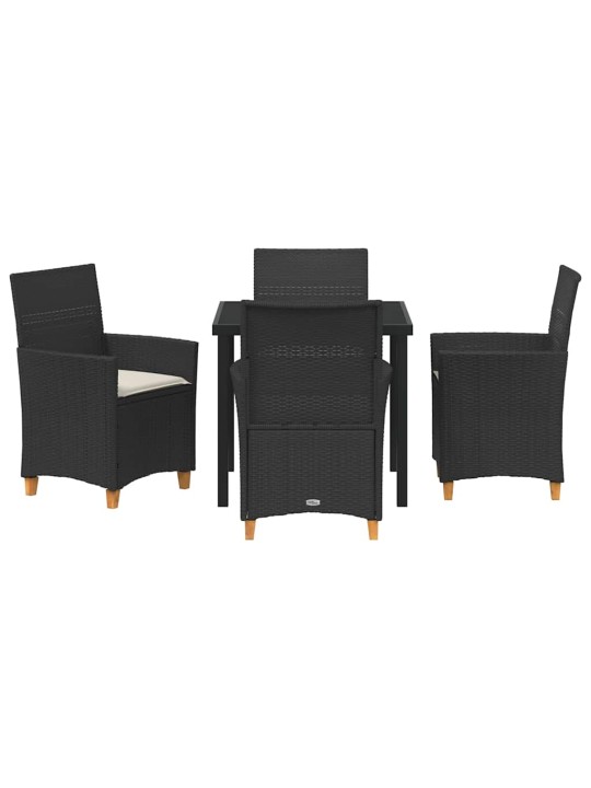 Dārza ēdamgalds 5 pcs melna poliratāns