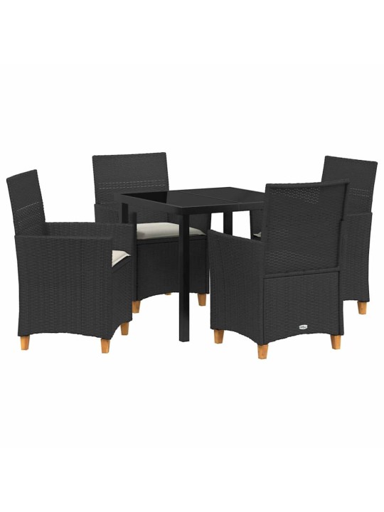 Dārza ēdamgalds 5 pcs melna poliratāns