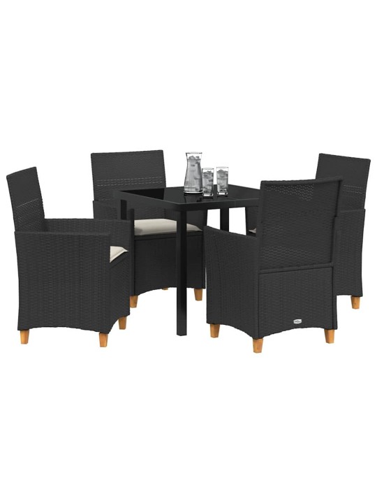 Dārza ēdamgalds 5 pcs melna poliratāns