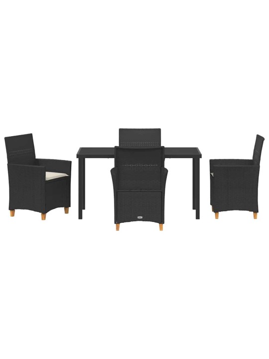 Dārza ēdamgalds 5 pcs melna poliratāns