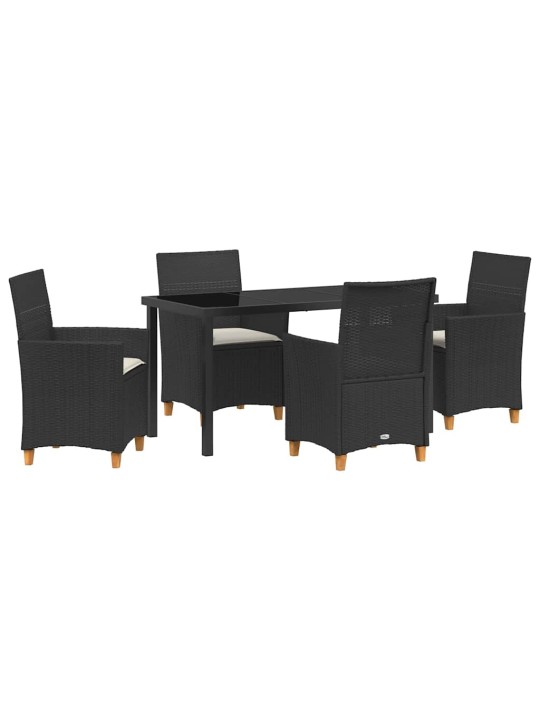 Dārza ēdamgalds 5 pcs melna poliratāns