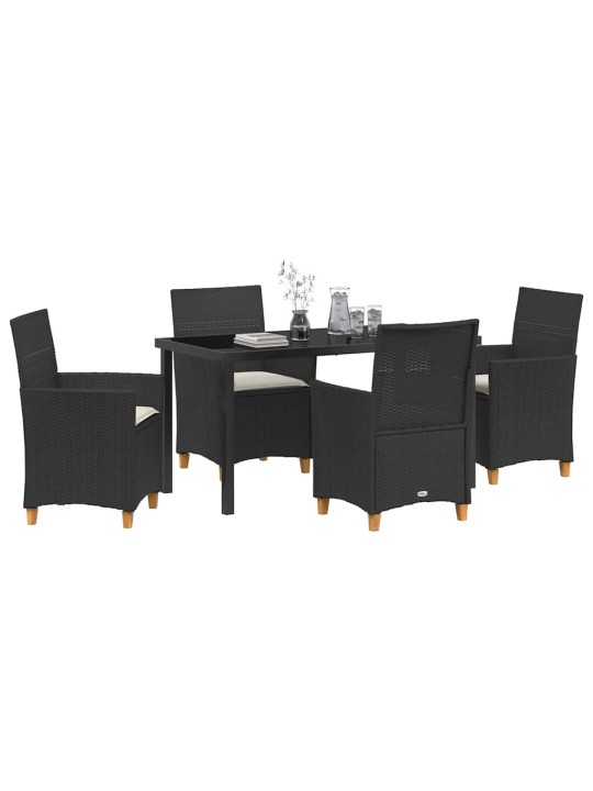 Dārza ēdamgalds 5 pcs melna poliratāns
