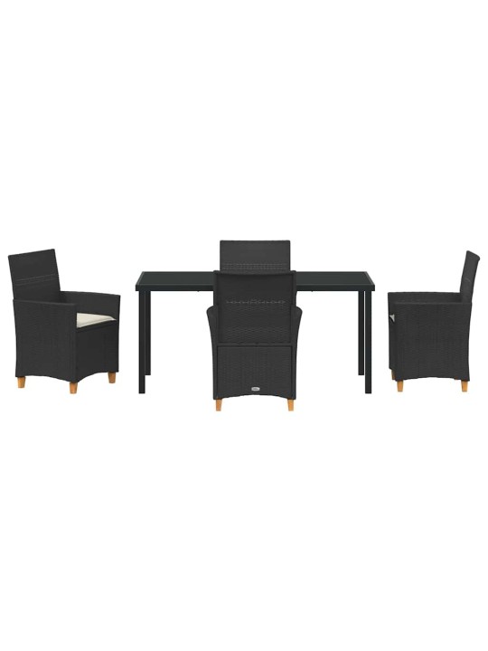 Dārza ēdamgalds 5 pcs melna poliratāns