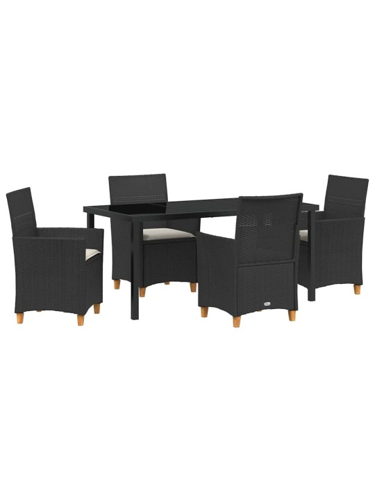 Dārza ēdamgalds 5 pcs melna poliratāns