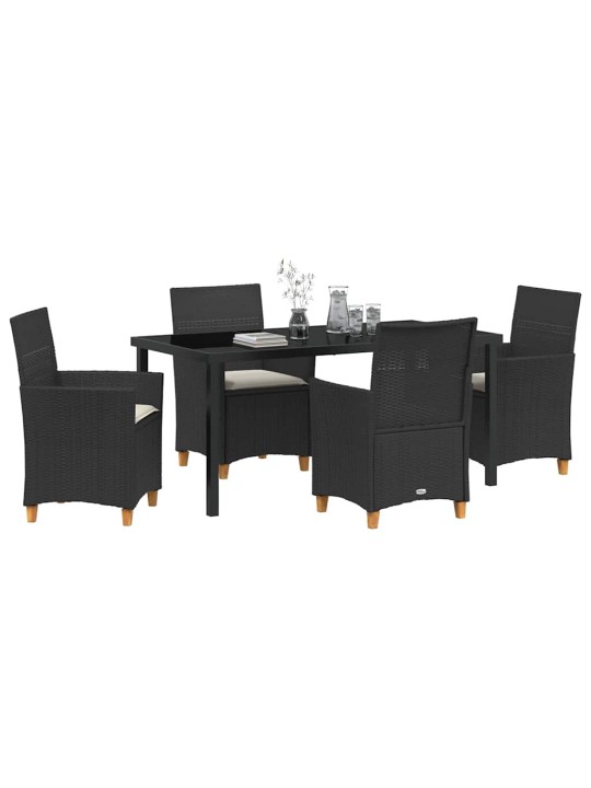 Dārza ēdamgalds 5 pcs melna poliratāns