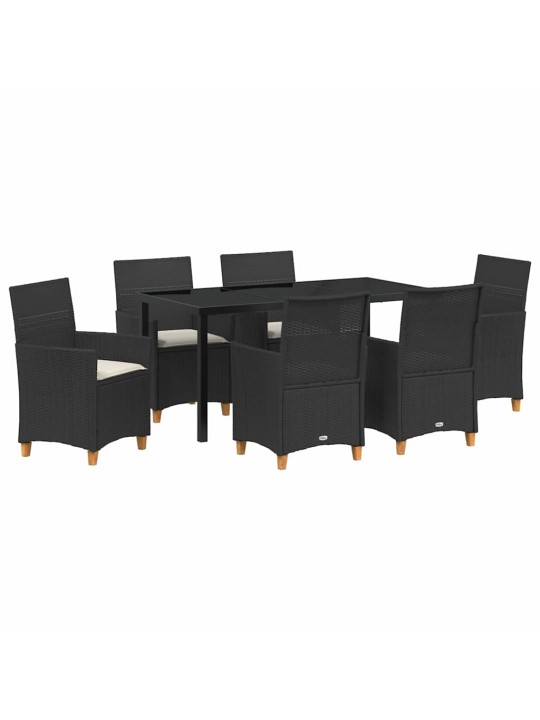 Dārza ēdamgalds 7 pcs melna poliratāns