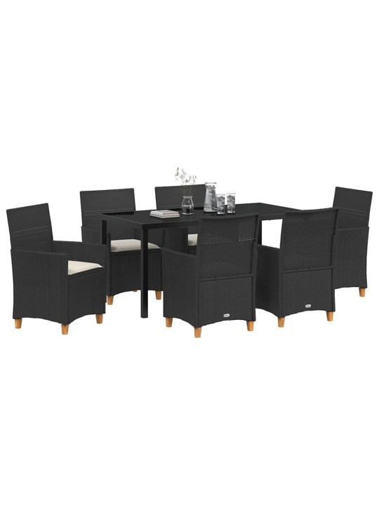 Dārza ēdamgalds 7 pcs melna poliratāns