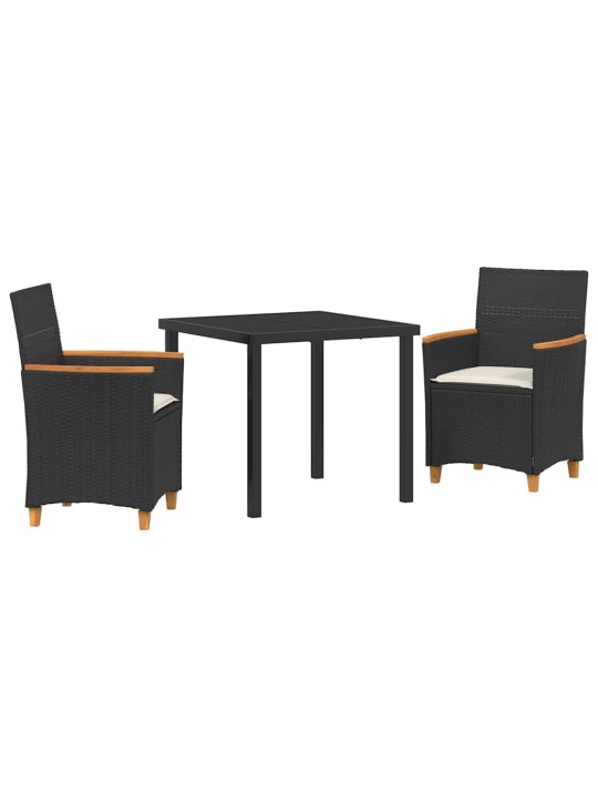 Dārza ēdamgalds 3 pcs melna poliratāns