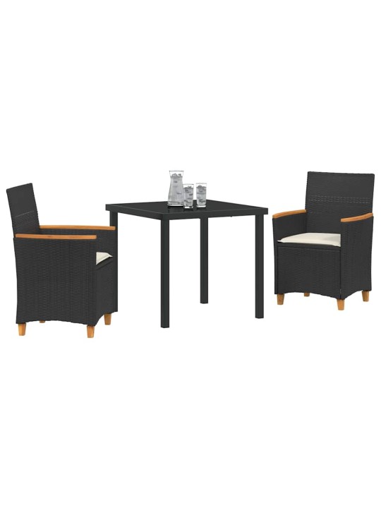 Dārza ēdamgalds 3 pcs melna poliratāns