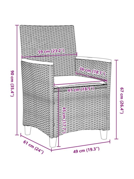 Dārza ēdamgalds 3 pcs melna poliratāns