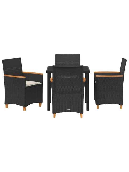 Dārza ēdamgalds 5 pcs melna poliratāns