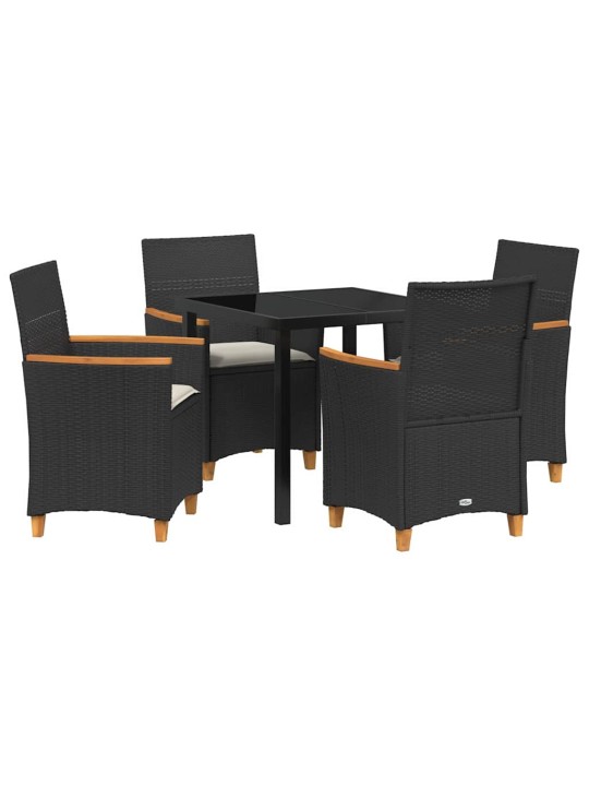 Dārza ēdamgalds 5 pcs melna poliratāns