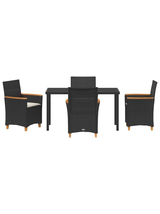 Dārza ēdamgalds 5 pcs melna poliratāns