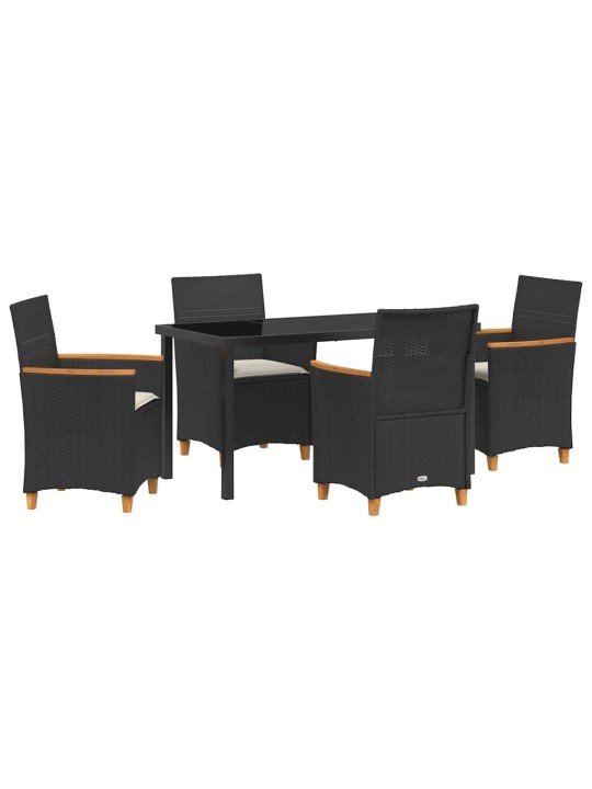 Dārza ēdamgalds 5 pcs melna poliratāns