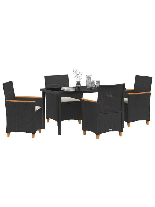 Dārza ēdamgalds 5 pcs melna poliratāns