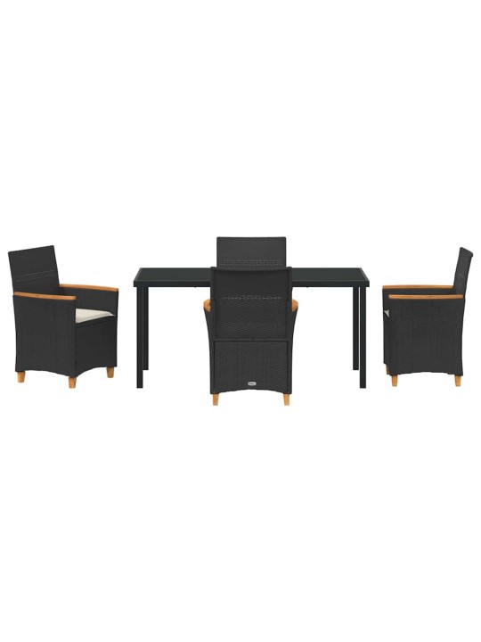 Dārza ēdamgalds 5 pcs melna poliratāns