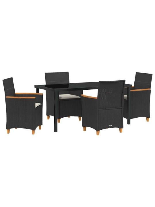 Dārza ēdamgalds 5 pcs melna poliratāns