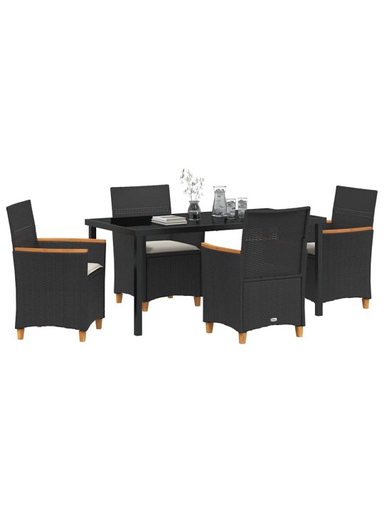 Dārza ēdamgalds 5 pcs melna poliratāns