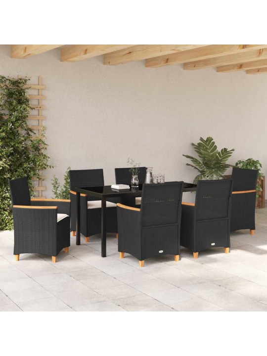 Dārza ēdamgalds 7 pcs melna poliratāns
