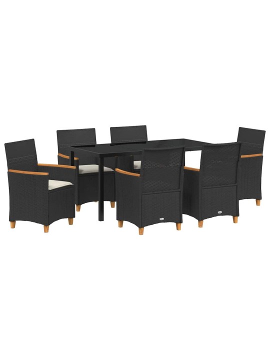 Dārza ēdamgalds 7 pcs melna poliratāns