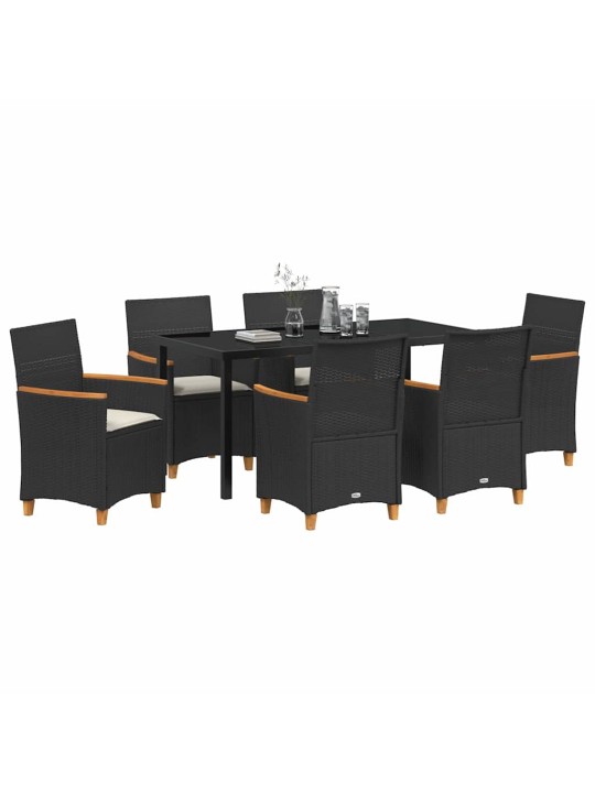 Dārza ēdamgalds 7 pcs melna poliratāns