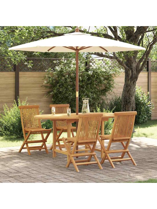 Dārza ēdamgalds 5 pcs brūna 160 x 80 x 75 cm masīvs tīkkoks