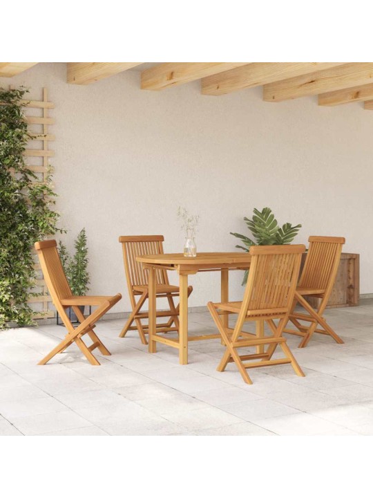 Dārza ēdamgalds 5 pcs brūna 160 x 80 x 75 cm masīvs tīkkoks