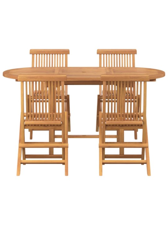 Dārza ēdamgalds 5 pcs brūna 160 x 80 x 75 cm masīvs tīkkoks