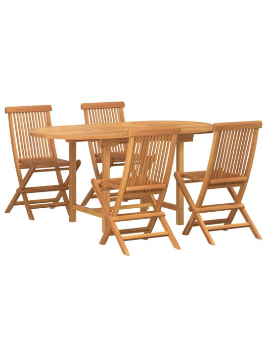 Dārza ēdamgalds 5 pcs brūna 160 x 80 x 75 cm masīvs tīkkoks