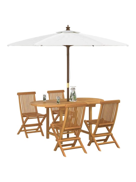 Dārza ēdamgalds 5 pcs brūna 160 x 80 x 75 cm masīvs tīkkoks