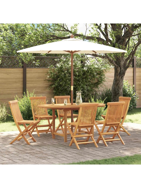 Dārza ēdamgalds 7 pcs brūna 160 x 80 x 75 cm masīvs tīkkoks