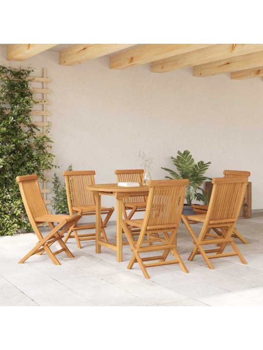 Dārza ēdamgalds 7 pcs brūna 160 x 80 x 75 cm masīvs tīkkoks