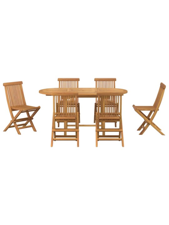 Dārza ēdamgalds 7 pcs brūna 160 x 80 x 75 cm masīvs tīkkoks
