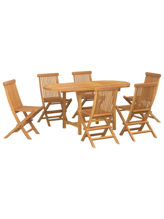 Dārza ēdamgalds 7 pcs brūna 160 x 80 x 75 cm masīvs tīkkoks