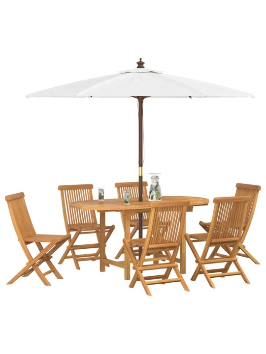 Dārza ēdamgalds 7 pcs brūna 160 x 80 x 75 cm masīvs tīkkoks
