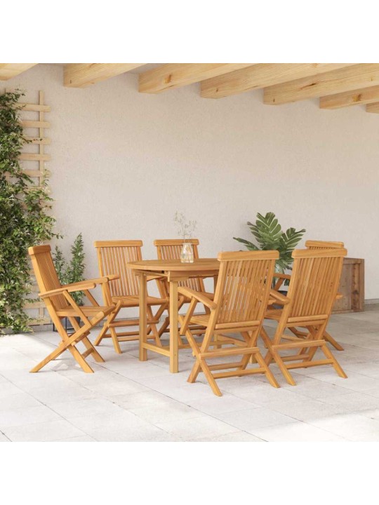 Dārza ēdamgalds 7 pcs brūna 160 x 80 x 75 cm masīvs tīkkoks