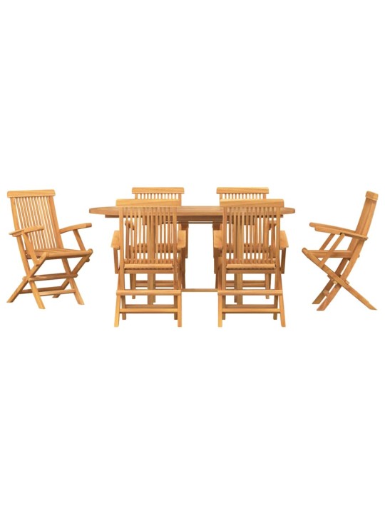 Dārza ēdamgalds 7 pcs brūna 160 x 80 x 75 cm masīvs tīkkoks