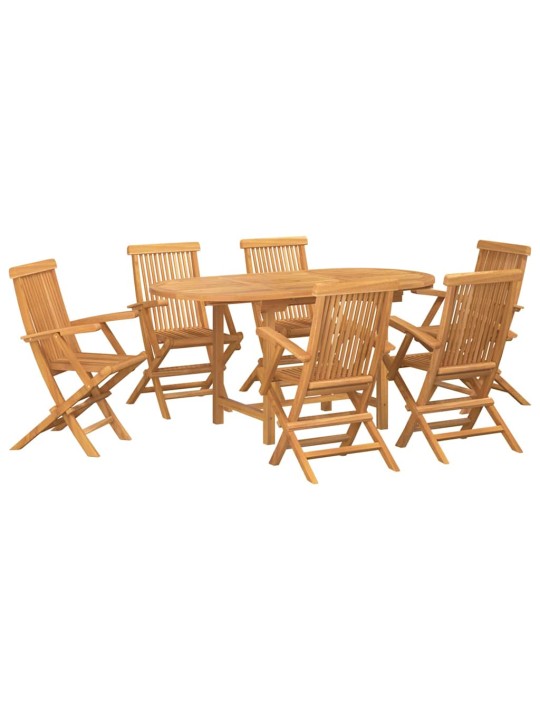Dārza ēdamgalds 7 pcs brūna 160 x 80 x 75 cm masīvs tīkkoks