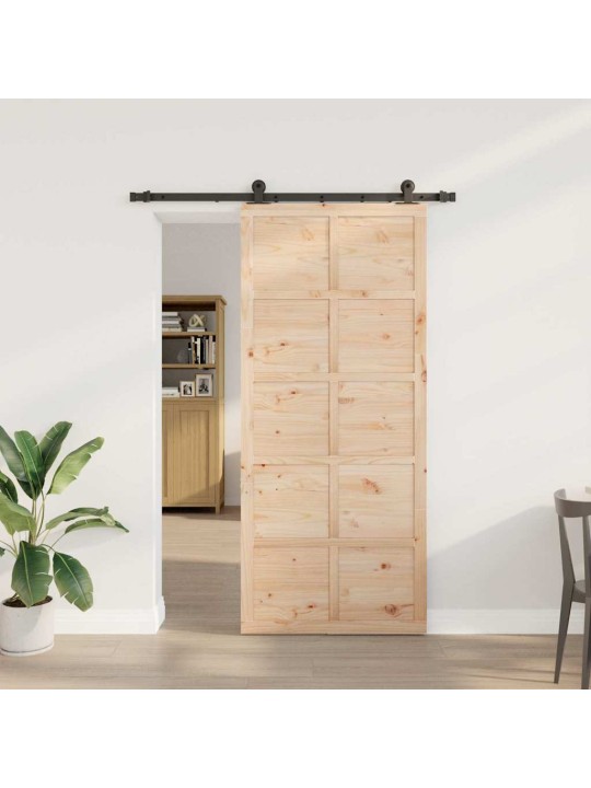 Slīdošās durvis brūna 80 x 208 cm priedes masīvkoks