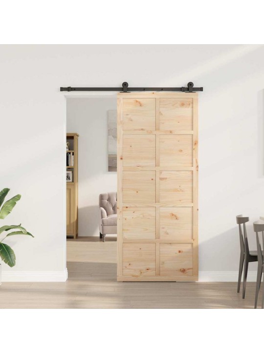 Slīdošās durvis brūna 80 x 208 cm priedes masīvkoks