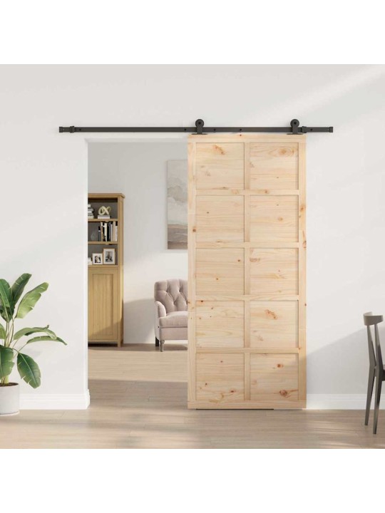 Slīdošās durvis brūna 90 x 208 cm priedes masīvkoks