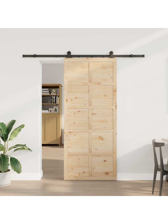 Slīdošās durvis brūna 100 x 208 cm priedes masīvkoks