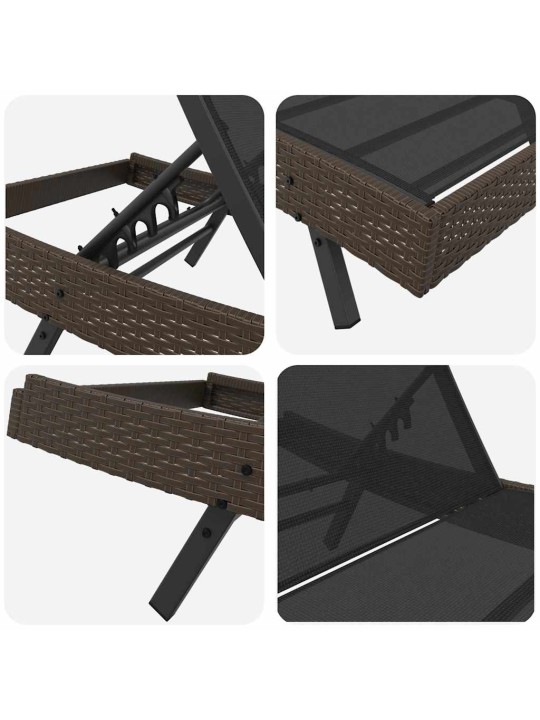 Sauļošanās krēsli 3 pcs brūna 40 x 40 x 40.5 cm poliratāns