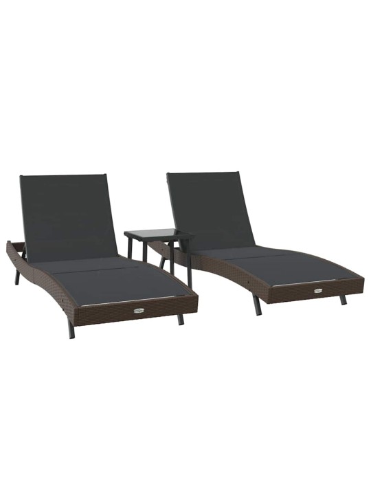 Sauļošanās krēsli 3 pcs brūna 40 x 40 x 40.5 cm poliratāns