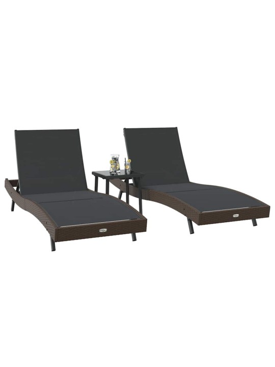 Sauļošanās krēsli 3 pcs brūna 40 x 40 x 40.5 cm poliratāns